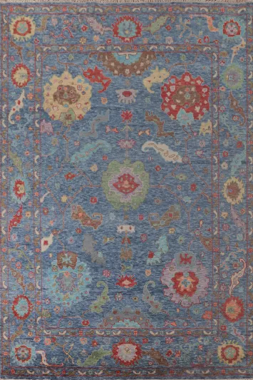All-Over Blue Oushak Oriental Area Rug 9x12