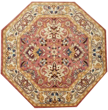 Elegant Octagonal Ziegler Rug with Intricate Floral Patterns  6x6