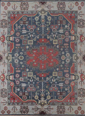 Blue Geometric Kazak Indian Area Rug 8x10