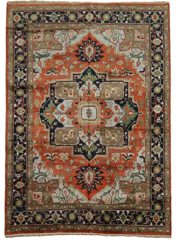 Exquisite Persian Style Heriz Rug with Intricate Geometric Patterns 9x12