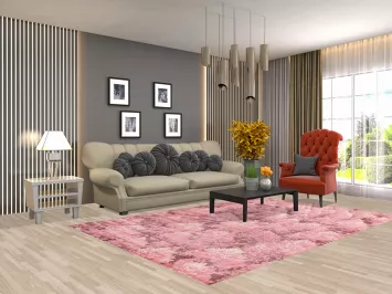 All-Over Pink Abstract Modern Area Rug 6x9