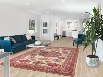 Ivory Geometric Kazak Living Room Rug 7x10