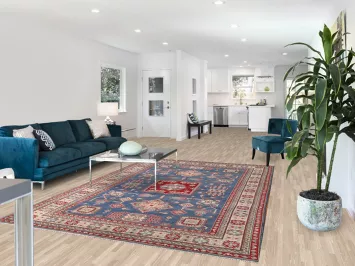 Blue Geometric Kazak Living Room Rug 7x10