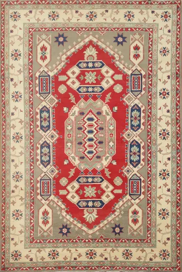 Handmade Red Kazak Oriental Area Rug 7x10