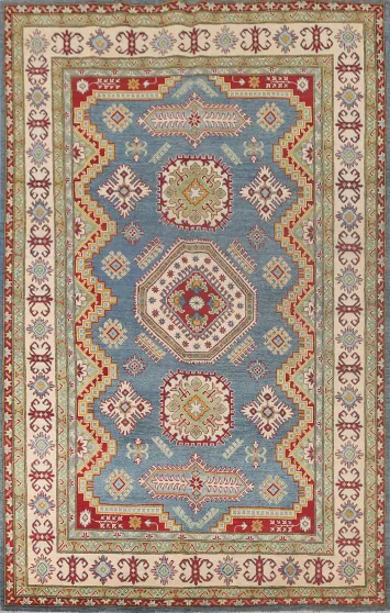 Light Blue Kazak Living Room Area Rug 7x10