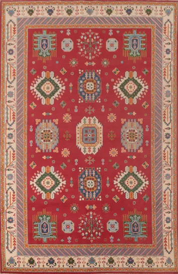 Geometric Kazak Oriental Area Rug 7x10