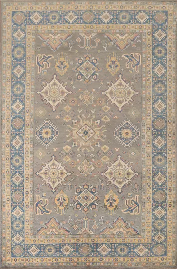 Handmade Gray Kazak Living Room Rug 6x10