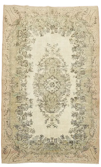 Distressed Ivory Sparta Turkish Area Rug 6x9