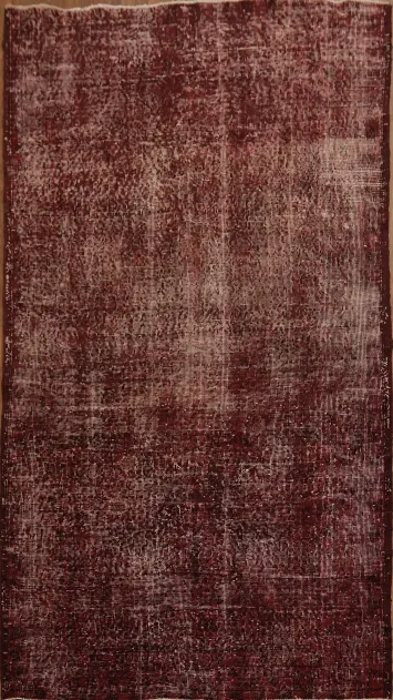 Vintage-Inspired Burgundy Over-Dyed Rug With Distressed Texture