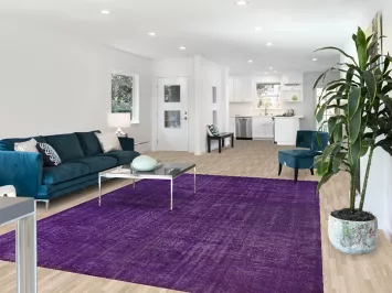 Purple Over-Dyed Anatolian Distressed Area Rug 8x11