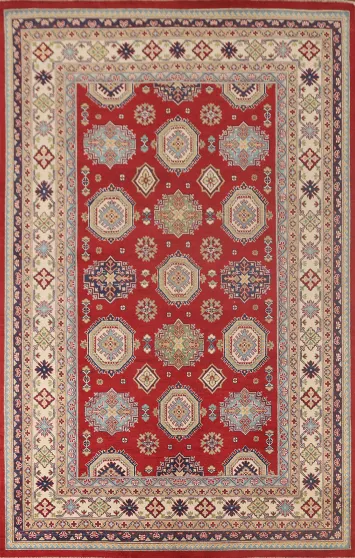 Geometric Red Kazak Oriental Area Rug 7x10