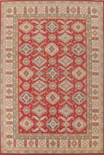 Geometric Red Kazak Oriental Area Rug 9x13