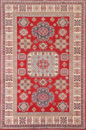 Handmade Wool Red Kazak Oriental Area Rug 7x10