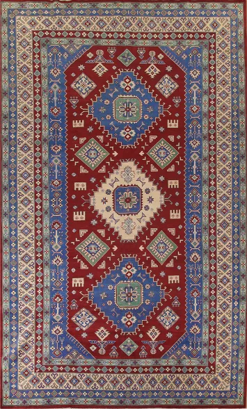 Large Red Geometric Kazak Oriental Rug 10x16