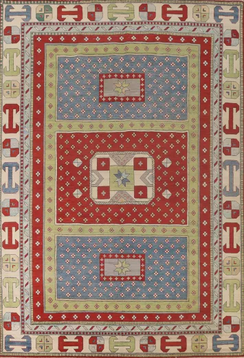 Light Green Kazak Oriental Area Rug 9x12