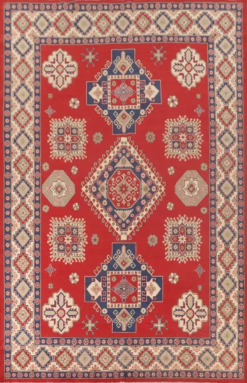 Geometric Red Kazak Oriental Area Rug 8x12