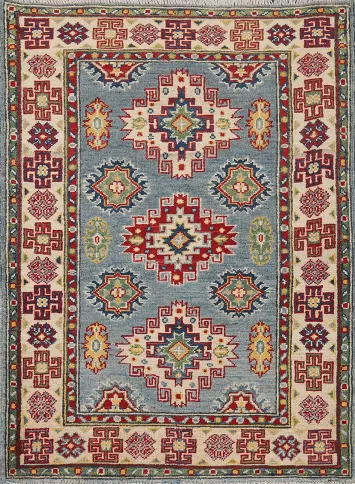 Light Blue Kazak Oriental Accent Rug 3x4