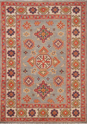 Geometric Kazak Oriental Accent Rug 3x4