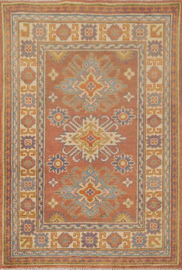 Geometric Kazak Oriental Handmade Rug 3x4