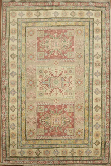 Geometric Wool Kazak Oriental Rug 4x6