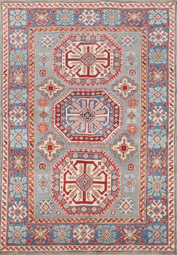 Handmade Wool Kazak Oriental Accent Rug 4x6