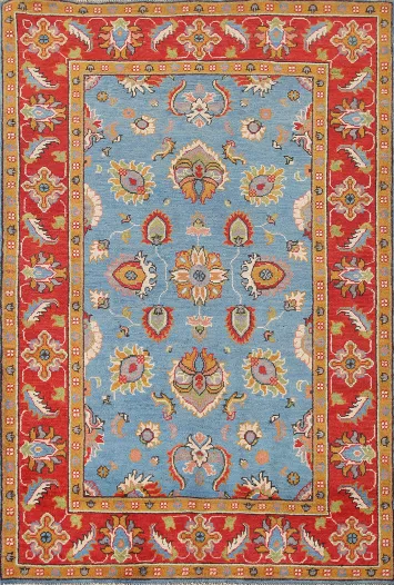 Light Blue Floral Kazak Oriental Rug 4x6