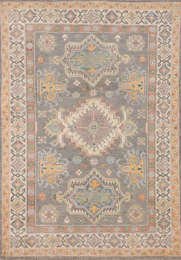 Geometric Wool Kazak Oriental Accent Rug 4x6