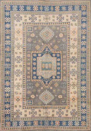 Geometric Wool Kazak Oriental Accent Rug 4x6