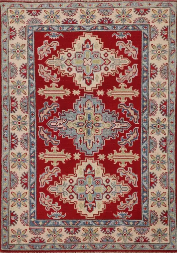 Handmade Red Wool Kazak Oriental Accent Rug 3x5