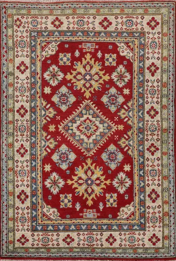 Geometric Red Kazak Oriental Rug 3x5