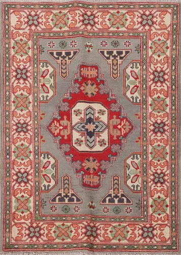 Gray Geometric Kazak Oriental Rug 3x5