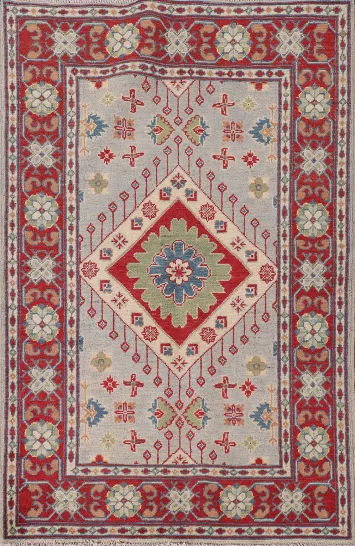 Geometric Wool Kazak Oriental Rug 3x5