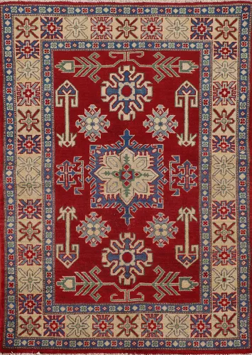 Geometric Red Kazak Oriental Rug 3x5