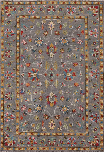All-Over Gray Wool Kazak Oriental Rug 3x5