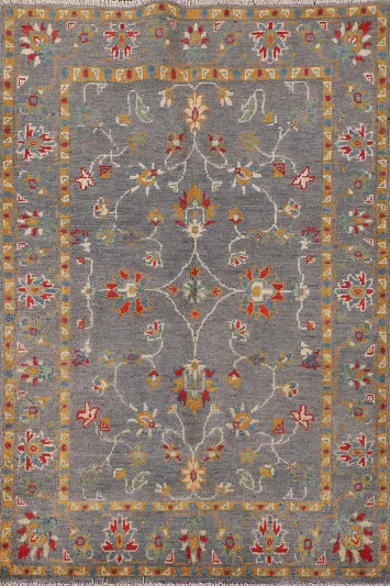 All-Over Gray Floral Kazak Oriental Rug 3x5