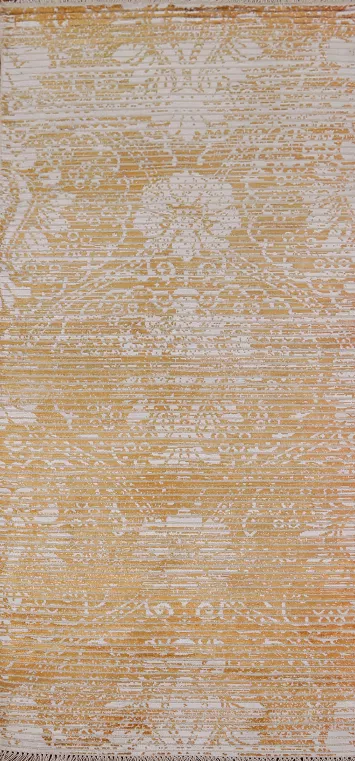Gold Abstract Oriental Modern Rug 3x6