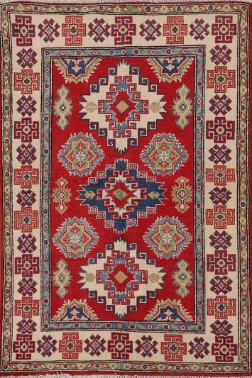 Geometric Red Kazak Oriental Rug 3x5