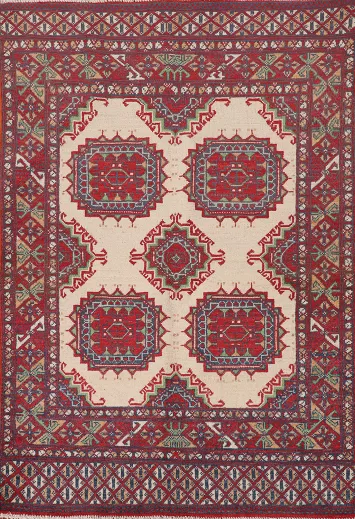 Geometric Wool Kazak Oriental Rug 3x5