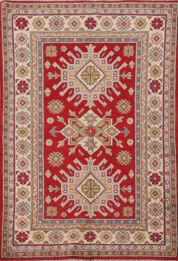Handmade Wool Red Kazak Oriental Rug 3x5