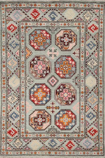 Geometric Wool Kazak Oriental Accent Rug 3x5