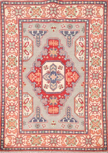 Geometric Wool Kazak Oriental Rug 3x5