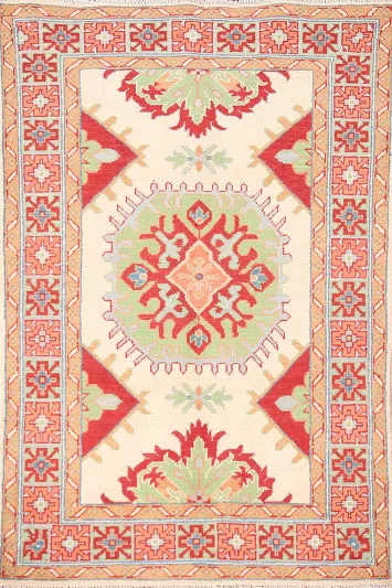 Geometric Wool Kazak Oriental Rug 3x5