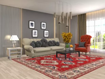 Geometric Red Kazak Oriental Area Rug 8x10