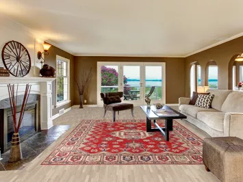 Geometric Red Wool Kazak Living Room Area Rug 8x11