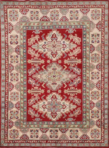 Handmade Red Wool Kazak Oriental Rug 5x7