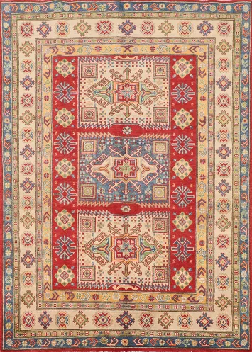 Geometric Wool Kazak Handmade Rug 5x7