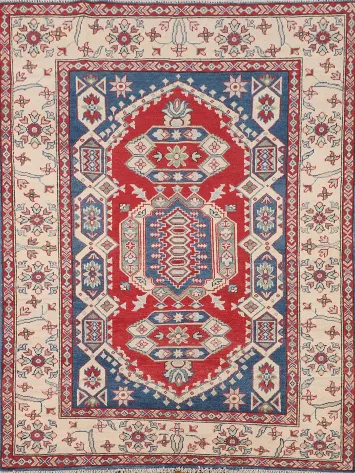Handmade Wool Kazak Oriental Rug 5x7