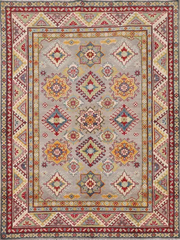 Geometric Wool Kazak Oriental Rug 5x7