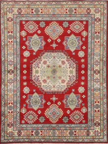Handmade Red Wool Kazak Oriental Rug 5x7