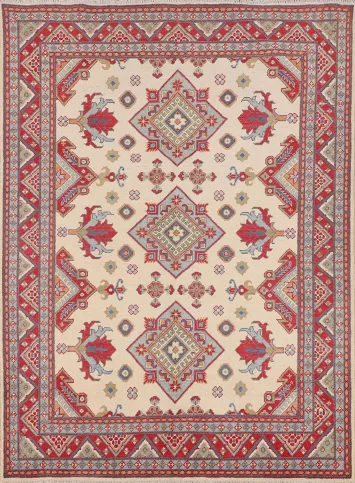 Ivory Wool Kazak Oriental Rug 5x7